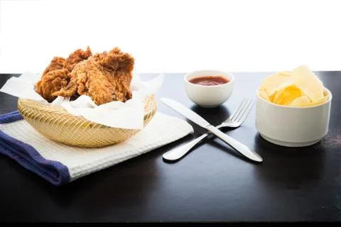Fried chicken on the table Stock Photos
