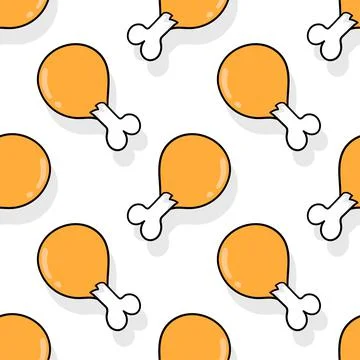 Fried chicken thighs seamless pattern textile print. repeat pattern backgroun Stock Illustration