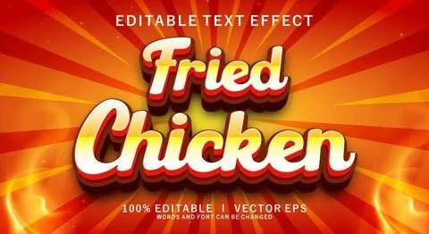 Fried chicken vector text effect with modern style design Stock Illustration