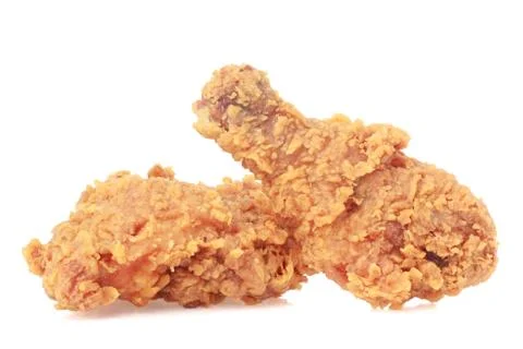 Fried chicken on white background Stock Photos