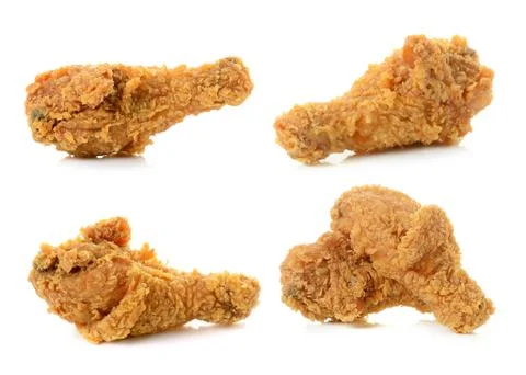 Fried chicken on white background Stock Photos