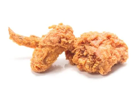 Fried chicken on white background Stock Photos