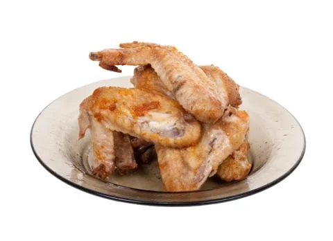 Fried chicken wing on plate Stock Photos