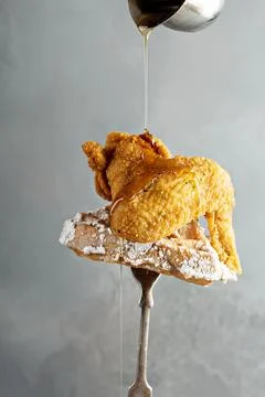 Fried chicken wing with a waffle Stock Photos