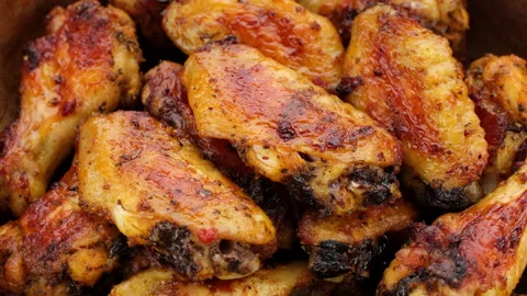 Fried chicken wings, rotate Stock Footage 245531089