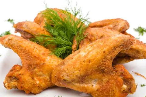 Fried Chicken Wings on white Stock Photos