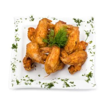 Fried Chicken Wings on white Stock Photos