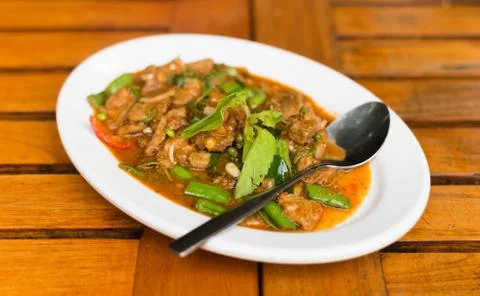 Fried chilli paste sauce with pork thai food Foto stock