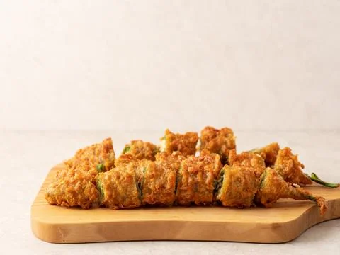 Fried chilli pepper stuffed minced meat and vegetables Stock Photos