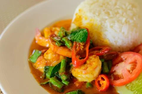 Fried chilly paste with shrimp Stock Photos