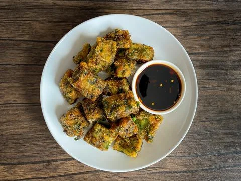 Fried Chinese Chives ready to eat on the table Stock Photos