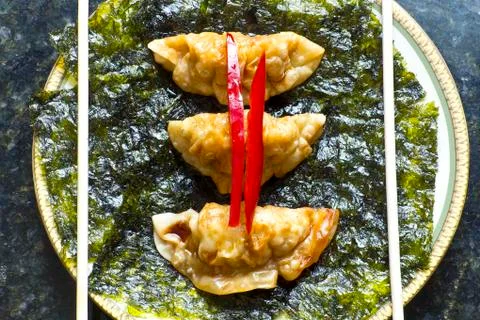 Fried chinese dumplings Stock Photos