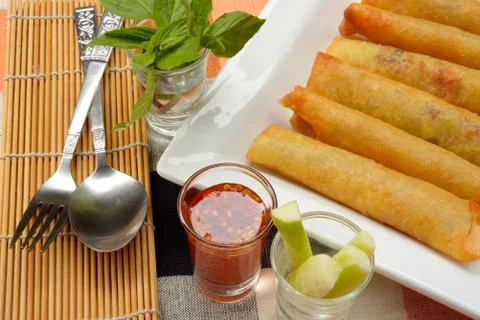 Fried Chinese Spring rolls Stock Photos