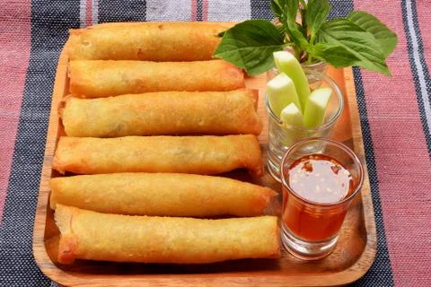 Fried Chinese Spring rolls Stock Photos