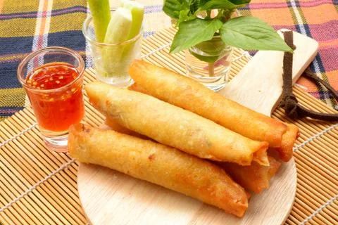 Fried Chinese Spring rolls Stock Photos
