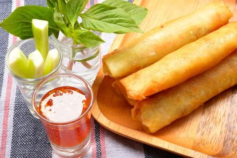 Fried Chinese Spring rolls Stock Photos