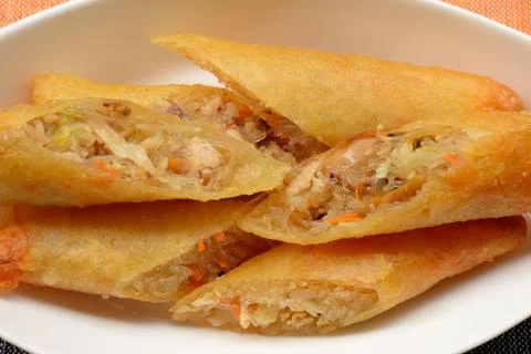Fried Chinese Spring rolls Stock Photos