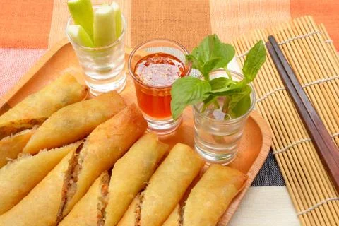 Fried Chinese Spring rolls Stock Photos