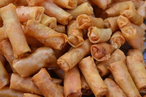 Fried Chinese Traditional Spring rolls food Stock Photos