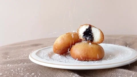 Fried chocolate bun for a snack time Stock Footage 146249402