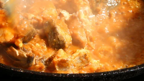 Fried   chopped  fish with chili paste  in plate , in door  Chiangmai  Thailand Stock Footage 143823550