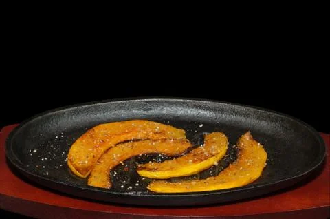 Fried chunks of pumpkin Stockfoto's