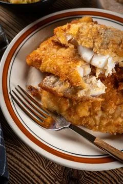 Fried cod fillet. Stock Photos