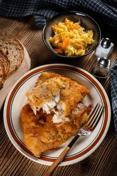 Fried cod fillet. Stock Photos