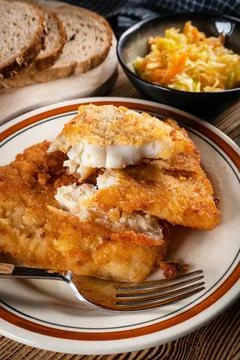 Fried cod fillet. Stock Photos