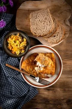 Fried cod fillet. Stock Photos