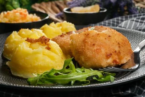 Fried cod fillet. Stock Photos