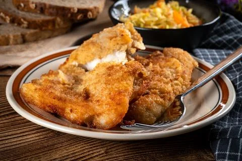 Fried cod fillet. Stock Photos