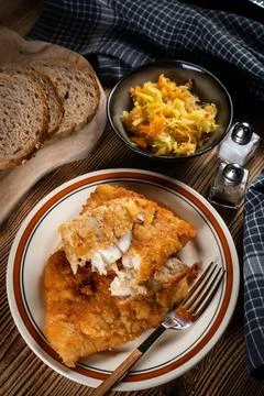Fried cod fillet. Stock Photos
