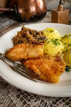 Fried cod fillet . Stock Photos