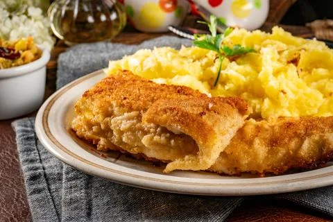 Fried cod fillet. Stock Photos