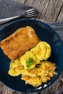 Fried cod fillet. Stock Photos