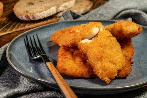 Fried cod fillet. Stock Photos