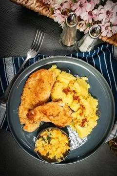 Fried cod fillet. Stock Photos