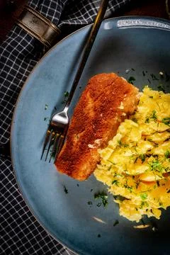 Fried cod fillet. Stock Photos