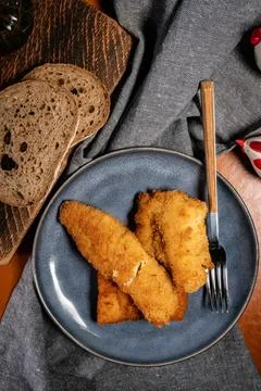 Fried cod fillet. Stock Photos