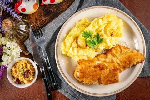 Fried cod fillet. Stock Photos