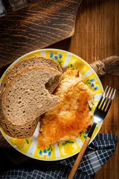 Fried cod fillet. Stock Photos