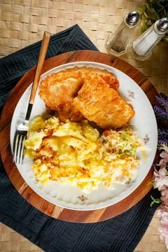 Fried cod fillet. Stock Photos