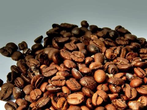 Fried coffee beans close-up Stock Photos