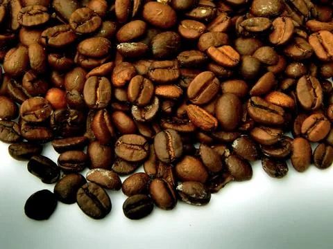 Fried coffee beans close-up Stock Photos