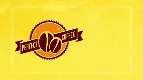 Fried coffee beans graphics in the center of circle badge with 50s fancy medal Stock Footage 130928036