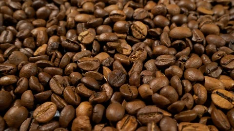 Fried of coffee beans slider shot close-up Stock Footage 101800274