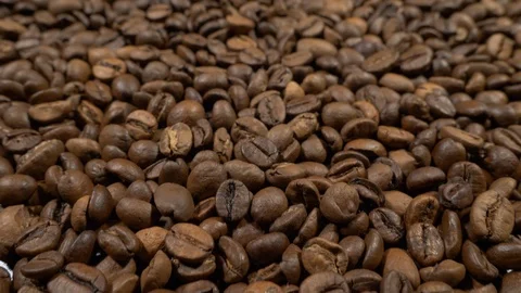 Fried of coffee beans slider shot close-up Stock Footage 101800347