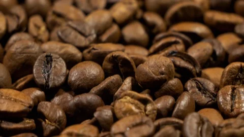 Fried of coffee beans slider shot close-up Stock Footage 101800410
