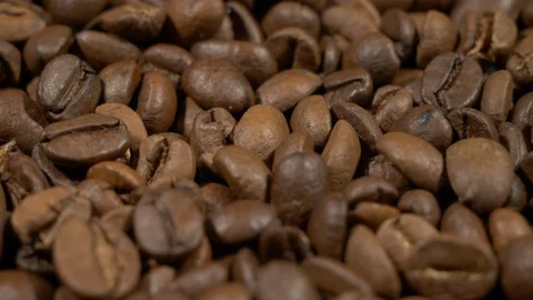 Fried of coffee beans slider shot close-up Stock Footage 101800609